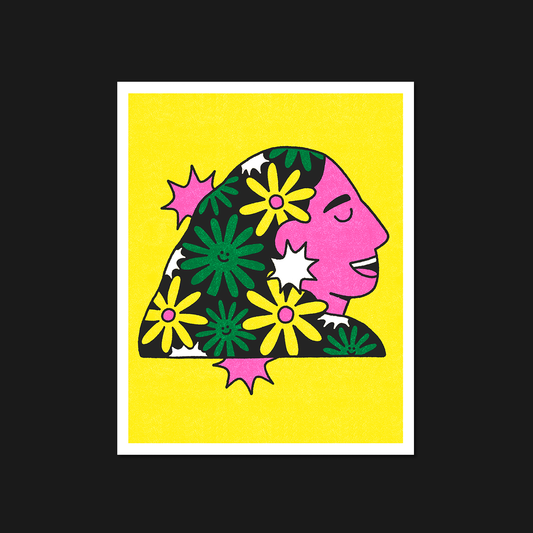 FLORES LIBRES -MUJER Y FLORES RISOGRAFÍA